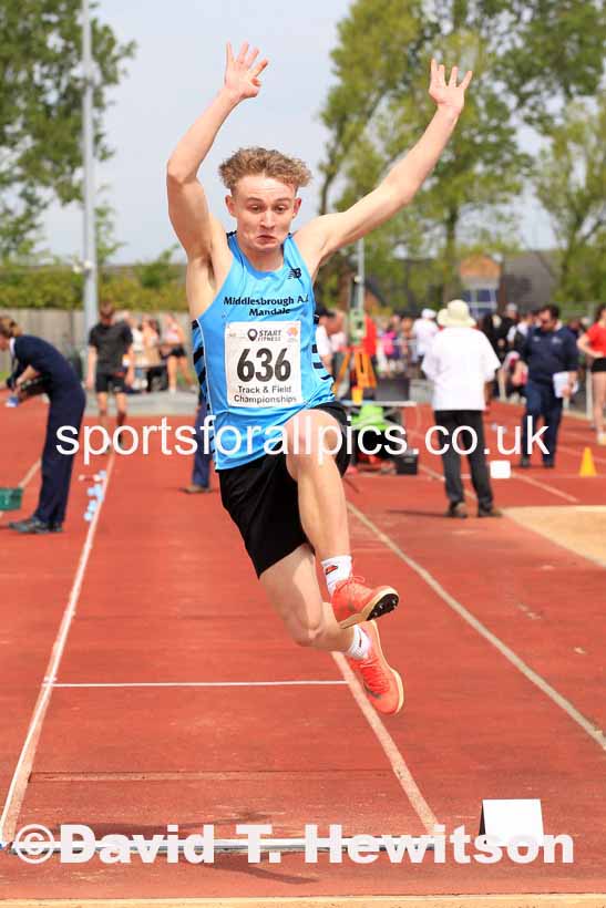 Mens Under-20s Long Jump, 2023 North Eastern Track and Field Champs., Middlesbrough Sports Village, Middlesbrough. Photo: David T. Hewitson/Sports for All Pics